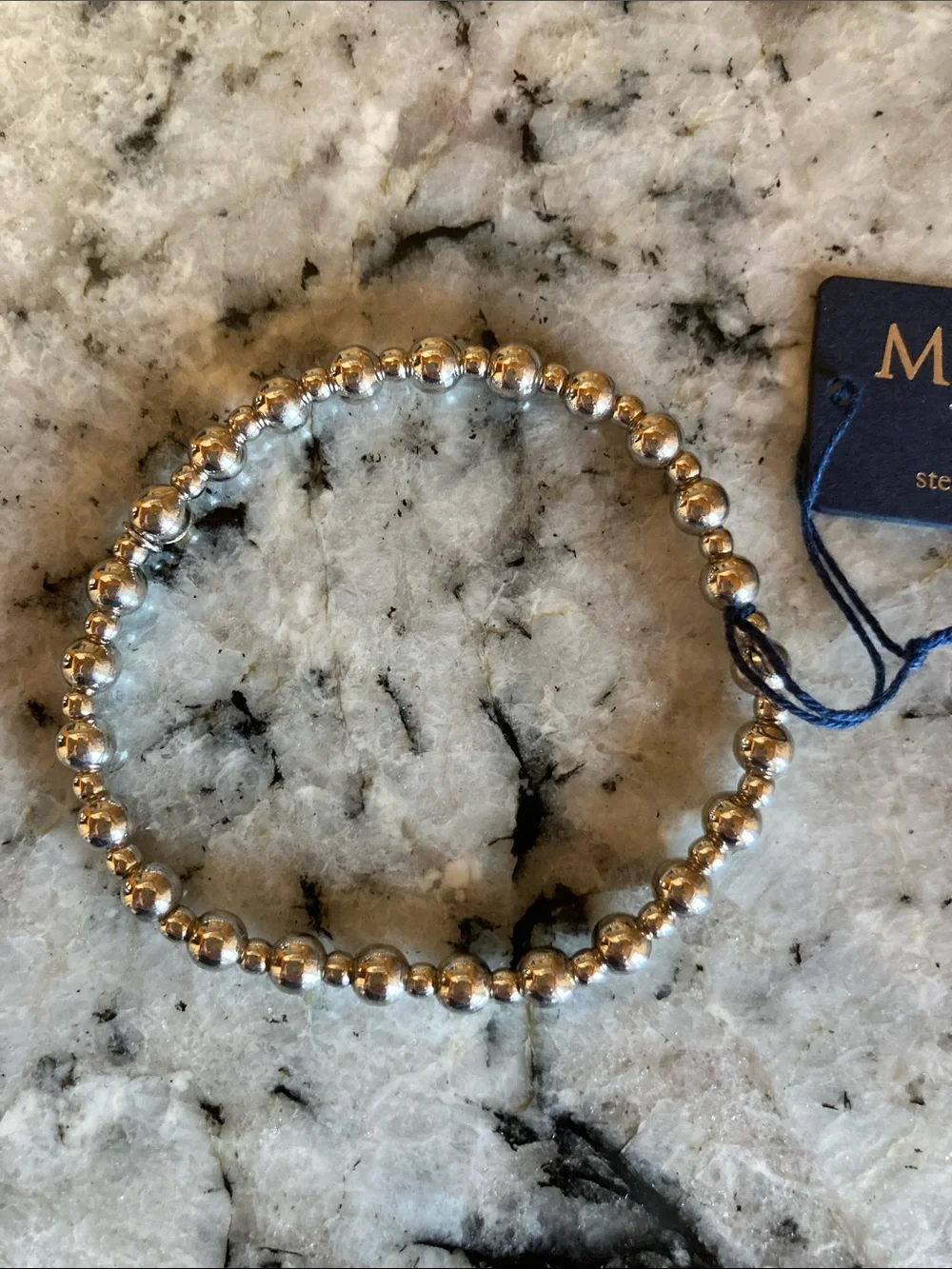 Milor Sterling Silver Beaded Stretch Bracelet - Silver